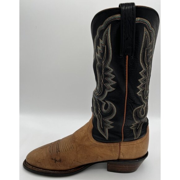 Lucchese 2000 Men’s Size 8D Black Tan Ostrich Leather Western Cowboy Boots - Picture 11 of 14